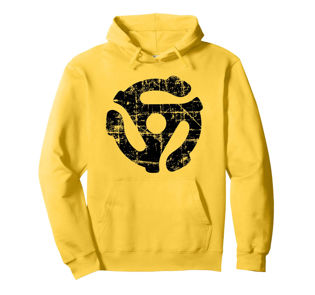 45 Rpm Vinyl Record Adapter Black Hoodie - Fun Novelty Design for Adults - T-Shirt, Sweatshirt, Hoodie