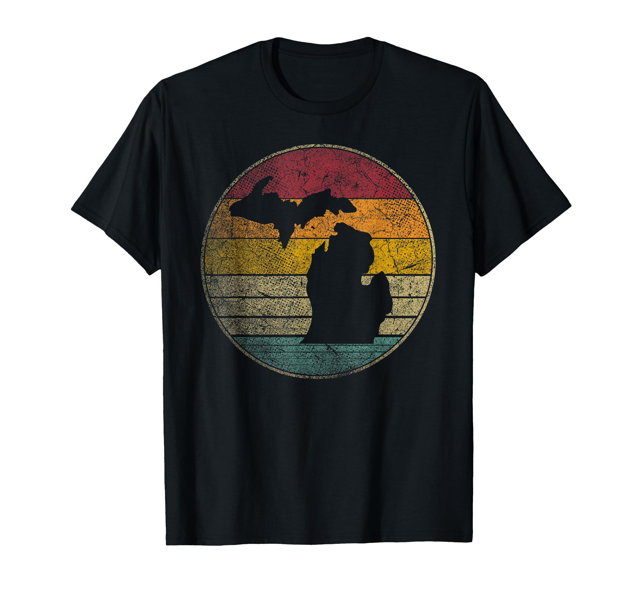 Michigan Distressed Silhouette State T-Shirt - Unique Graphic Unisex - T-Shirt, Sweatshirt, Hoodie