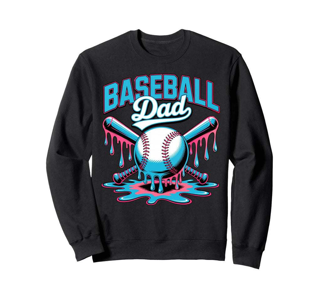 Colorful Dripping Art Baseball Dad Sweatshirt - Unique Graphic Men Women - T-Shirt, Sweatshirt, Hoodie