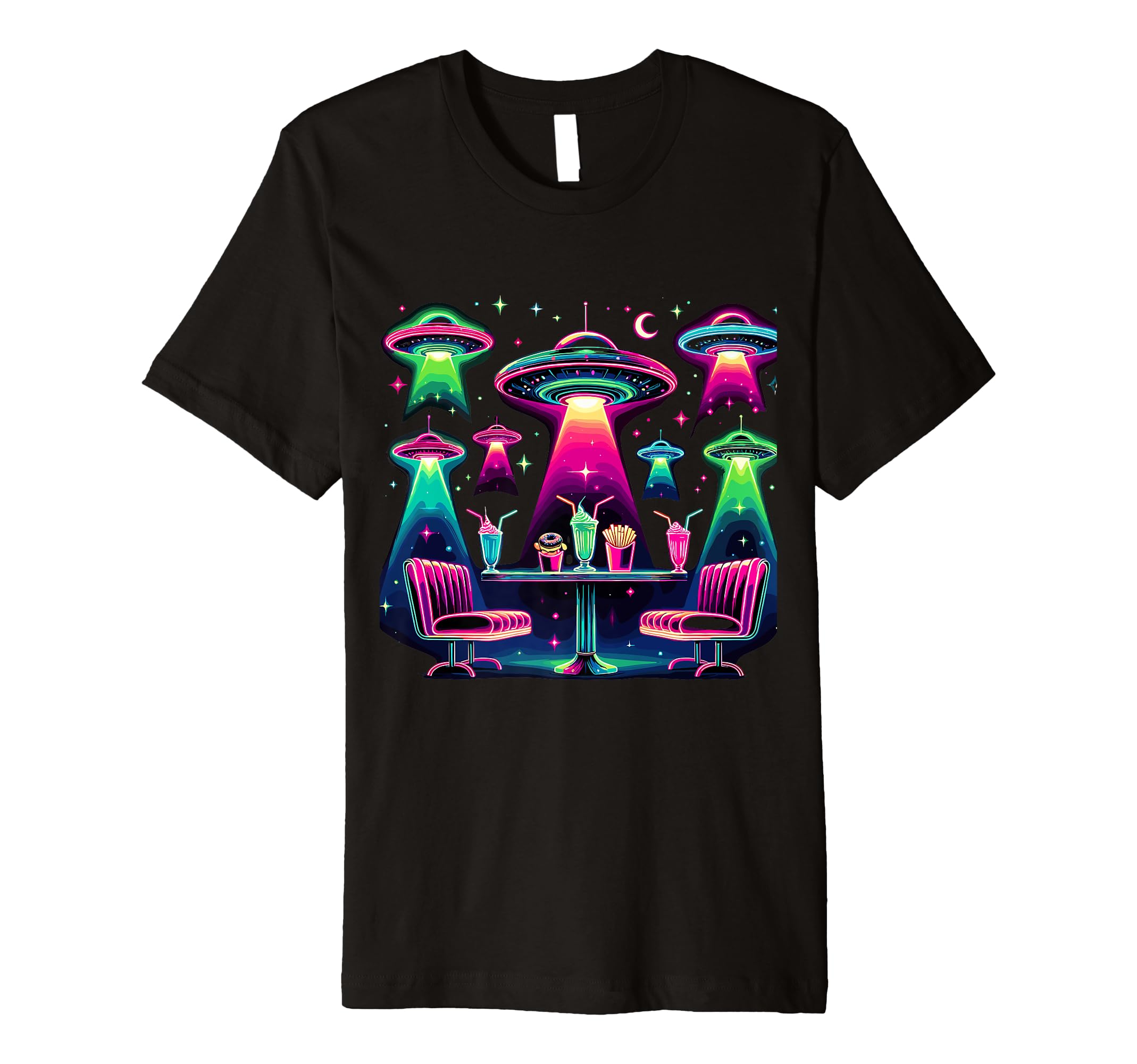 Cosmic Diner Delight 80S Space Diner T-Shirt - Unique Graphic Men Women - T-Shirt, Sweatshirt, Hoodie