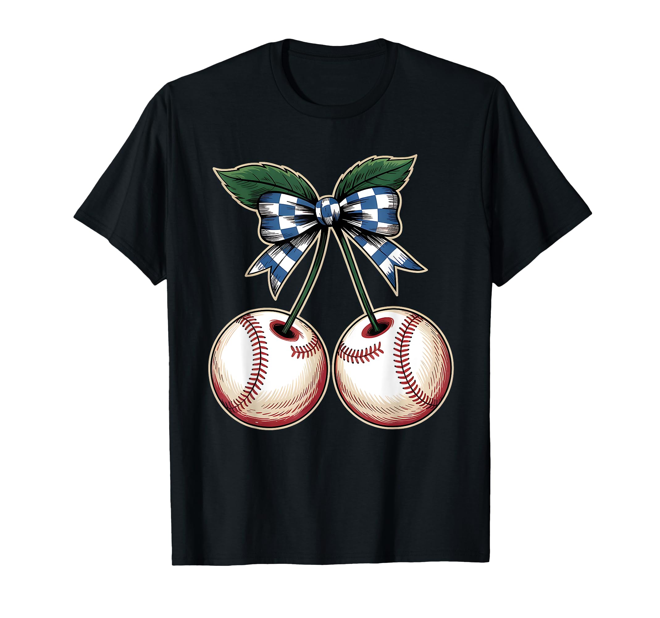 Bow Baseball Cherry Art Sport T-Shirt - Novelty Apparel Men Women - T-Shirt, Sweatshirt, Hoodie