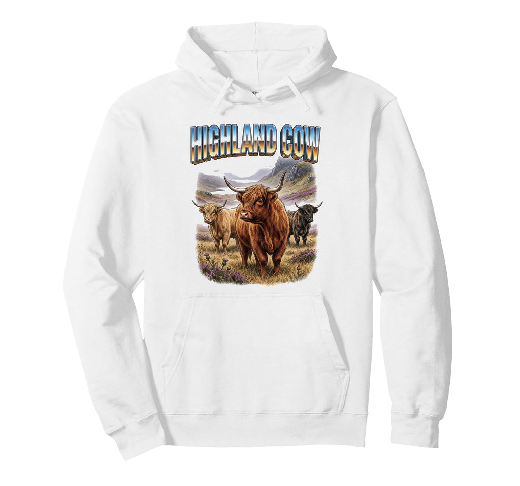 Highland Cow 70S 90S Highland Cow Animal Hoodie - Minimalist Print Unisex - T-Shirt, Sweatshirt, Hoodie