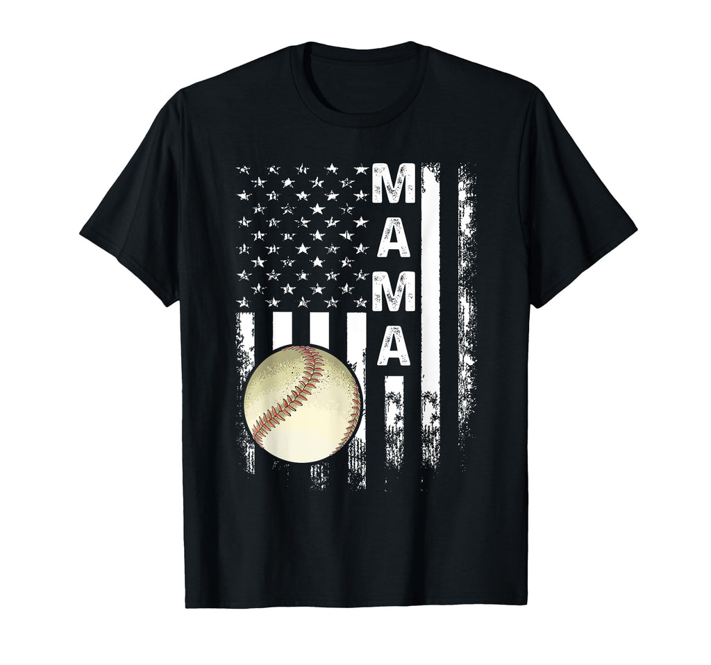 Baseball Mama America Flag T-Shirt - Aesthetic Graphic for Adults - T-Shirt, Sweatshirt, Hoodie