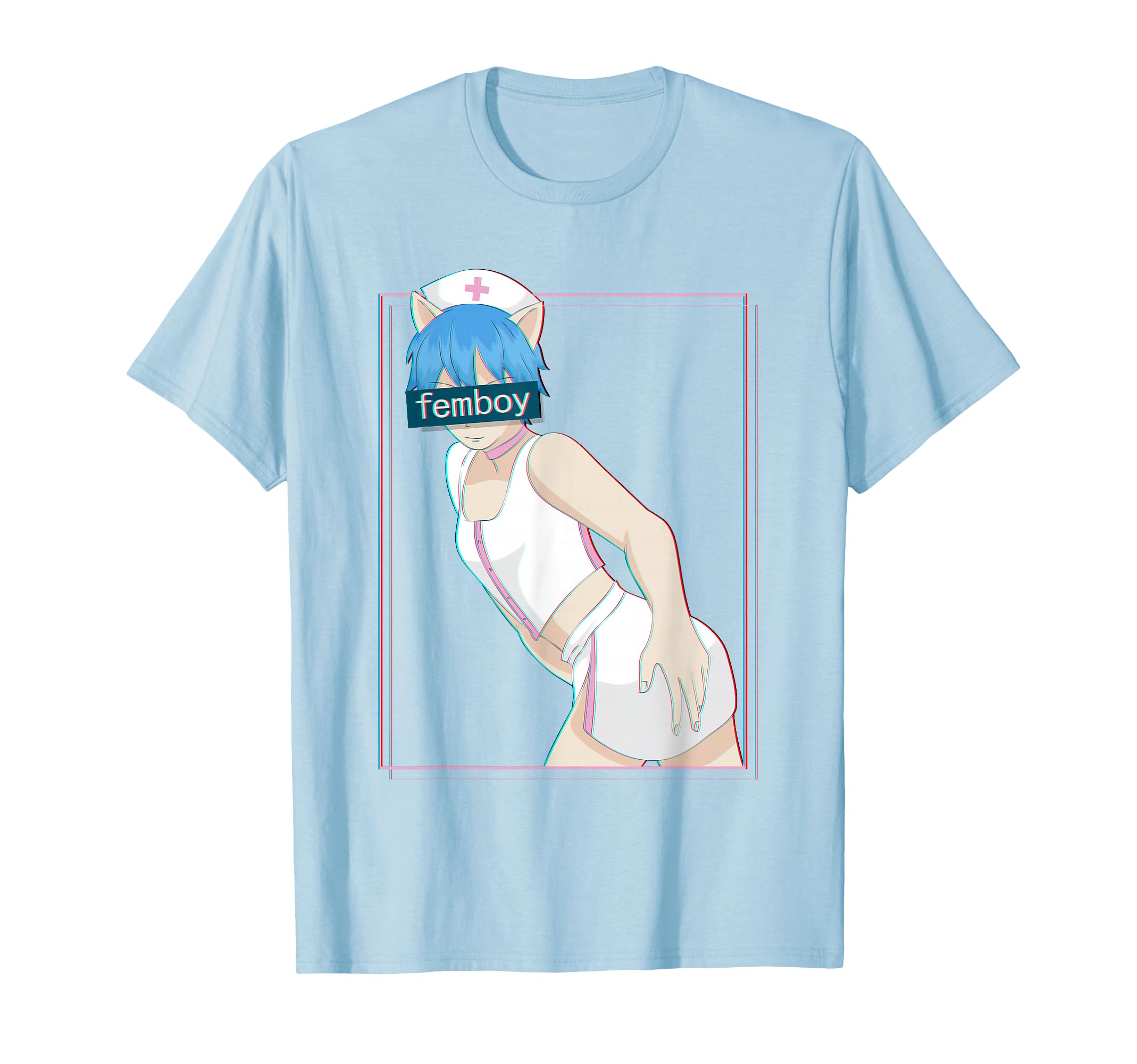Femboy Nurse Anime Neko Vaporwave T-Shirt - Novelty Apparel Unisex - T-Shirt, Sweatshirt, Hoodie