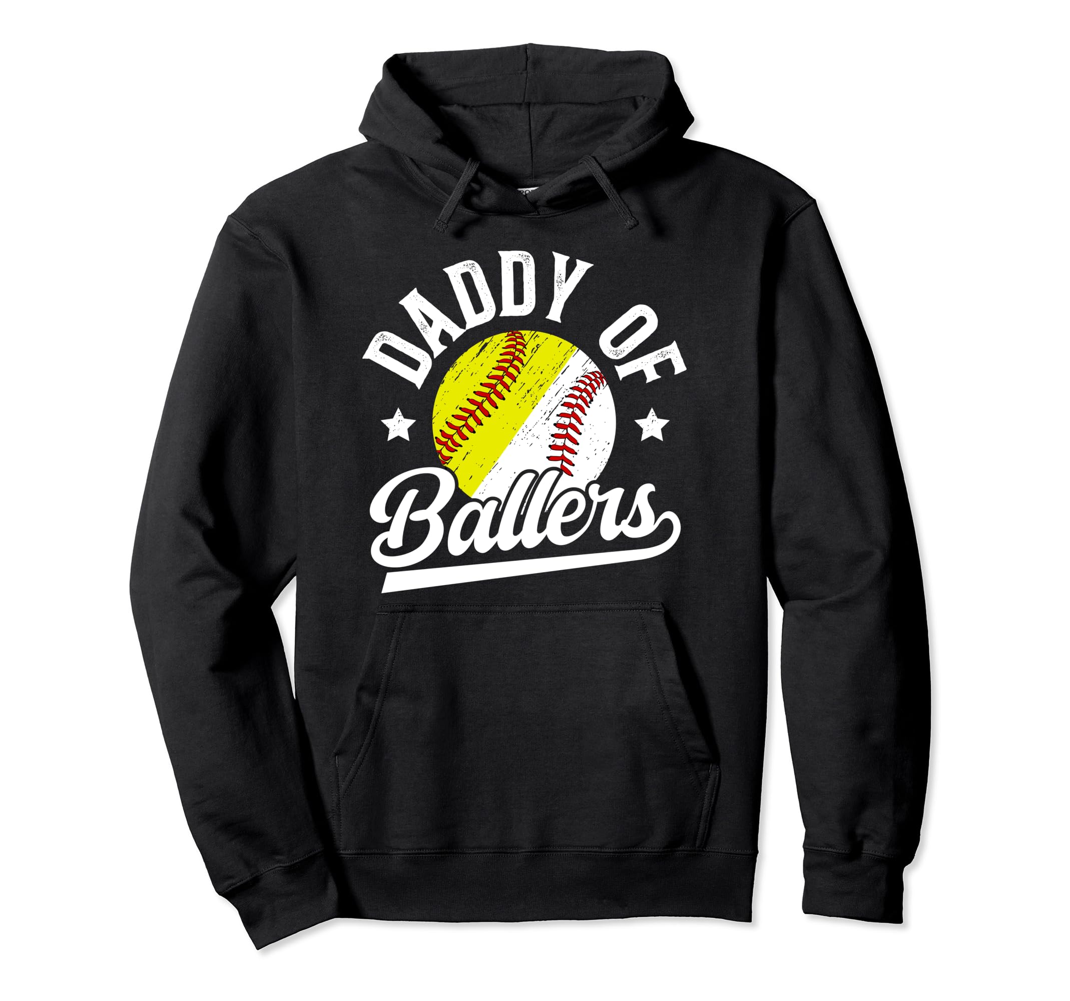 Daddy Ballers Softball Baseball Dad Hoodie - Unique Graphic Men Women - T-Shirt, Sweatshirt, Hoodie