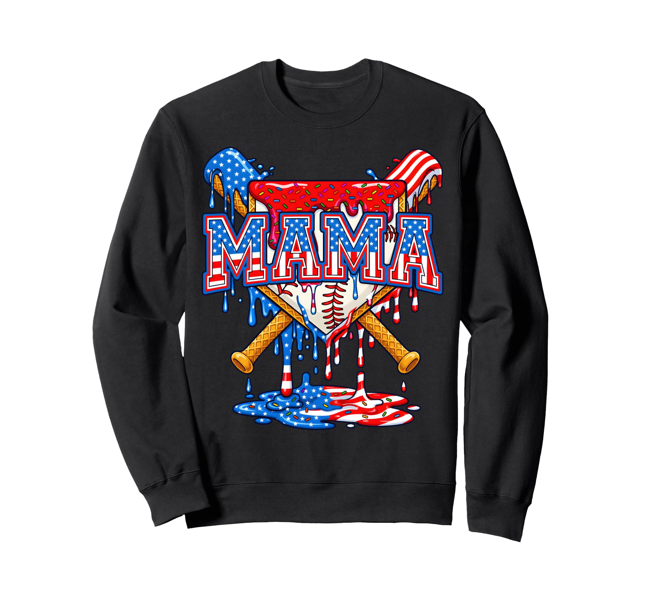 Baseball Drip Mom Ice Cream Drip Sweatshirt - Casual Everyday Wear Unisex - T-Shirt, Sweatshirt, Hoodie