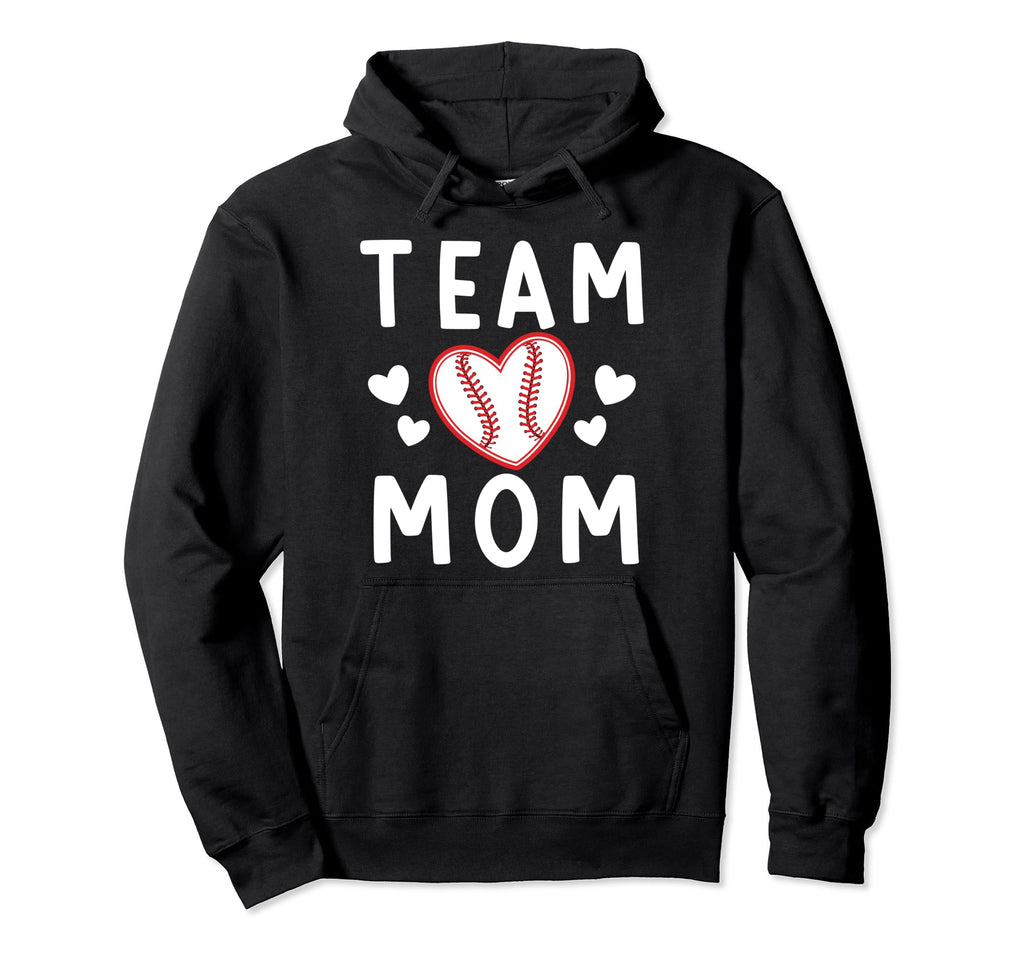 Team Mom Heart Baseball Team Mom Baseball Hoodie - Unique Graphic Unisex - T-Shirt, Sweatshirt, Hoodie