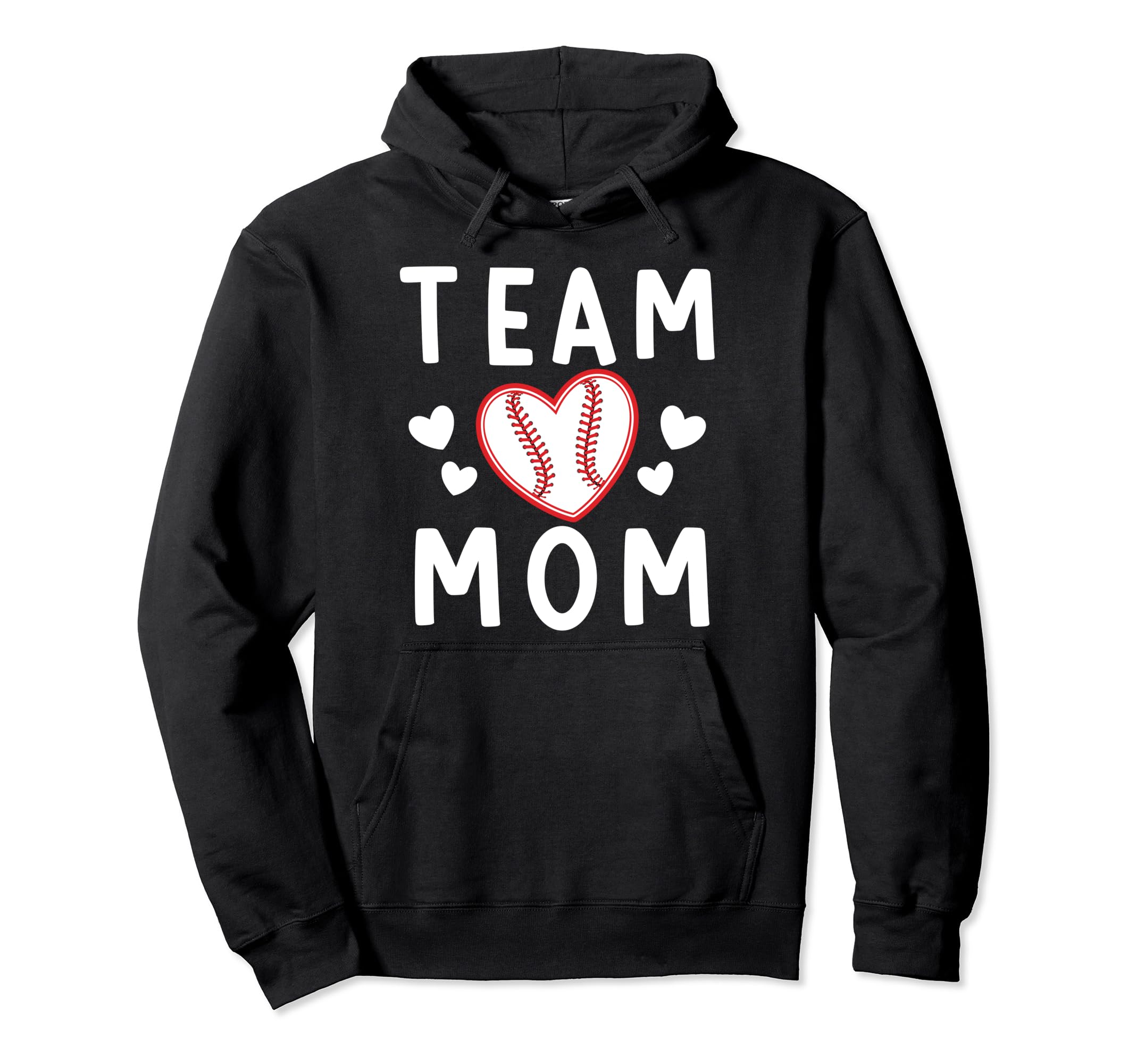 Team Mom Heart Baseball Team Mom Baseball Hoodie - Unique Graphic Unisex - T-Shirt, Sweatshirt, Hoodie