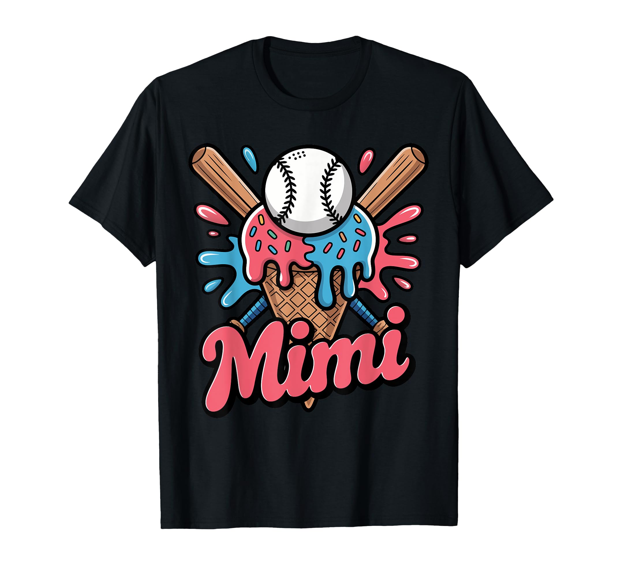 Baseball Mimi Ice Cream Drip T-Shirt - Fun Novelty Design Men Women - T-Shirt, Sweatshirt, Hoodie