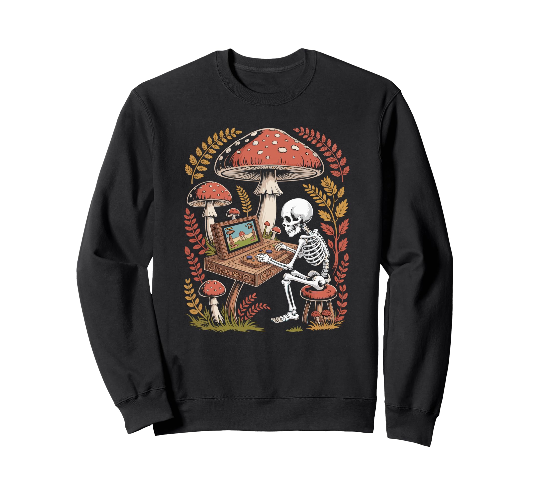 Goblincore Skeleton Gamer Playing Sweatshirt - Streetwear Style for Adults - T-Shirt, Sweatshirt, Hoodie