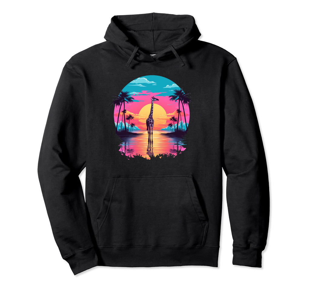 Vaporwave Giraffe I Aesthetic Giraffe Hoodie - Novelty Apparel Men Women - T-Shirt, Sweatshirt, Hoodie
