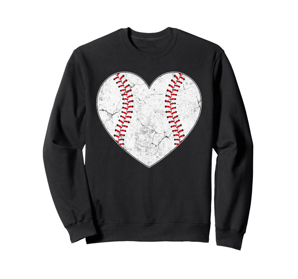 Distressed Baseball Heart Mom Sweatshirt - Casual Everyday Wear for Adults - T-Shirt, Sweatshirt, Hoodie