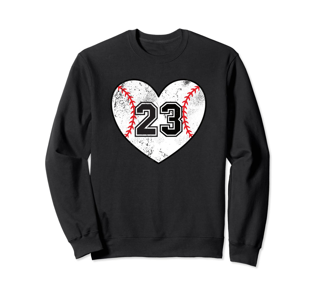 Baseball Heart Player 23 Baseball Mom Sweatshirt - Minimalist Print Unisex - T-Shirt, Sweatshirt, Hoodie