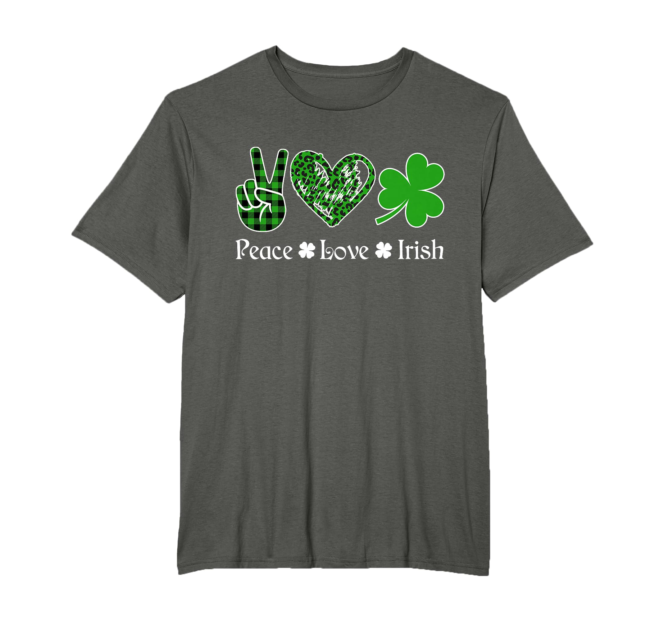 Peace Love Irish Peace Heart Shamrock St T-Shirt - Trendy Graphic Unisex - T-Shirt, Sweatshirt, Hoodie