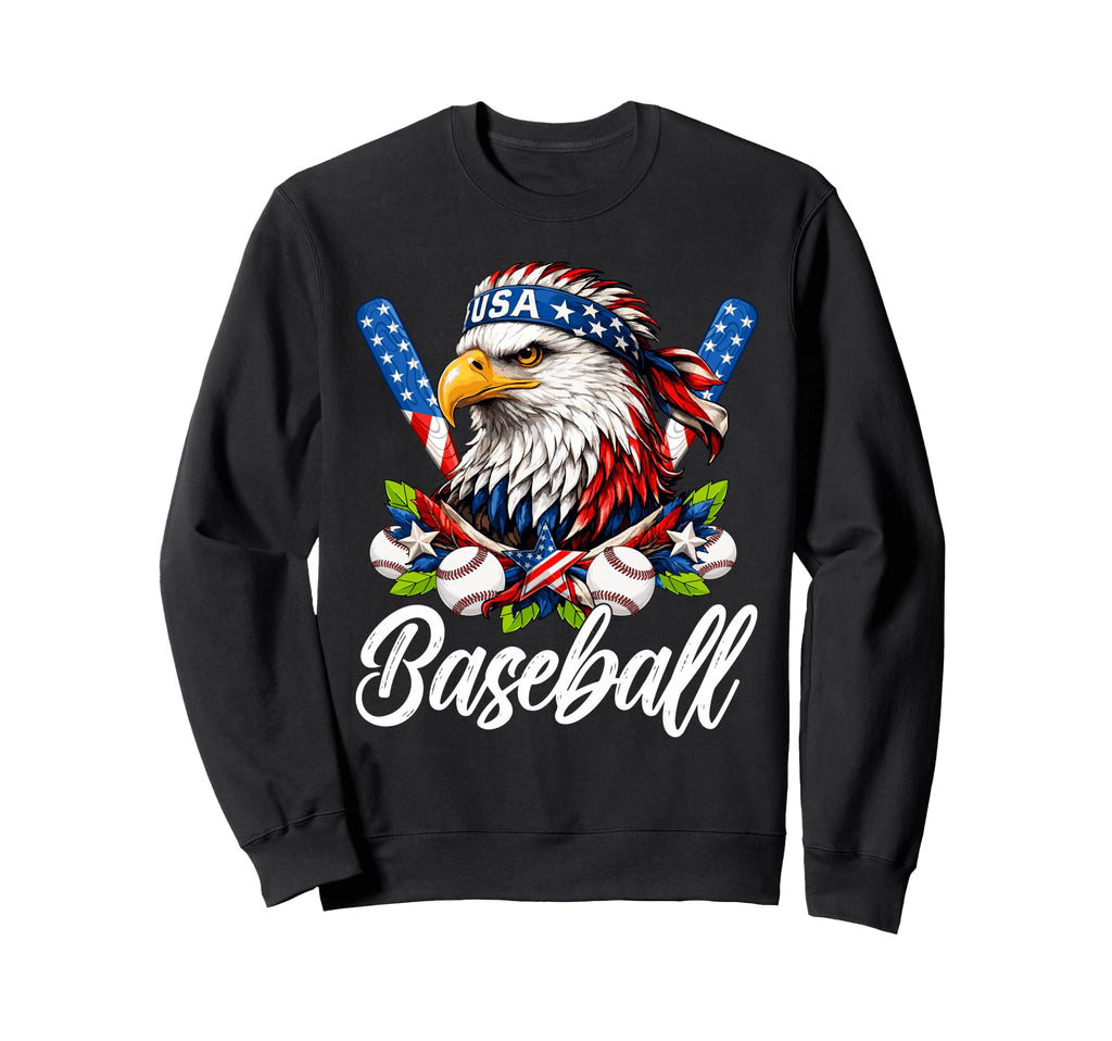 4Th July Baseball Lovers Eagle Usa Flag Sweatshirt - Trendy Graphic Unisex - T-Shirt, Sweatshirt, Hoodie