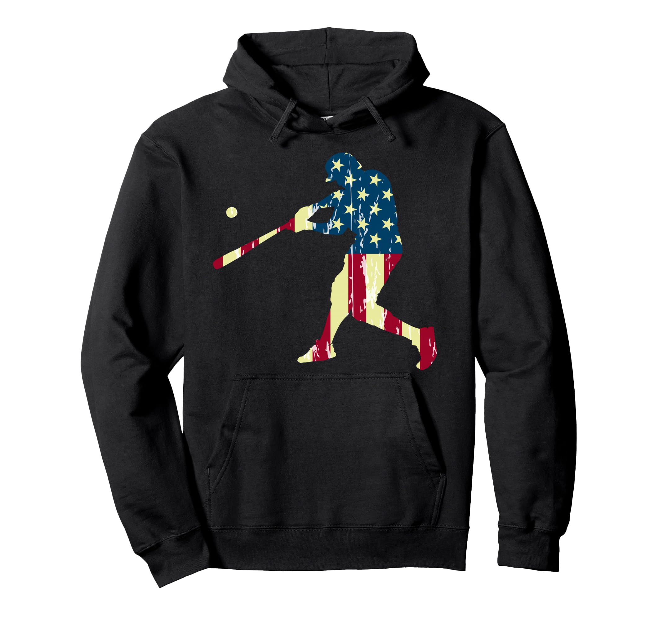 Patriotic American Flag Baseball Baseball Hoodie - Graphic Print Unisex - T-Shirt, Sweatshirt, Hoodie