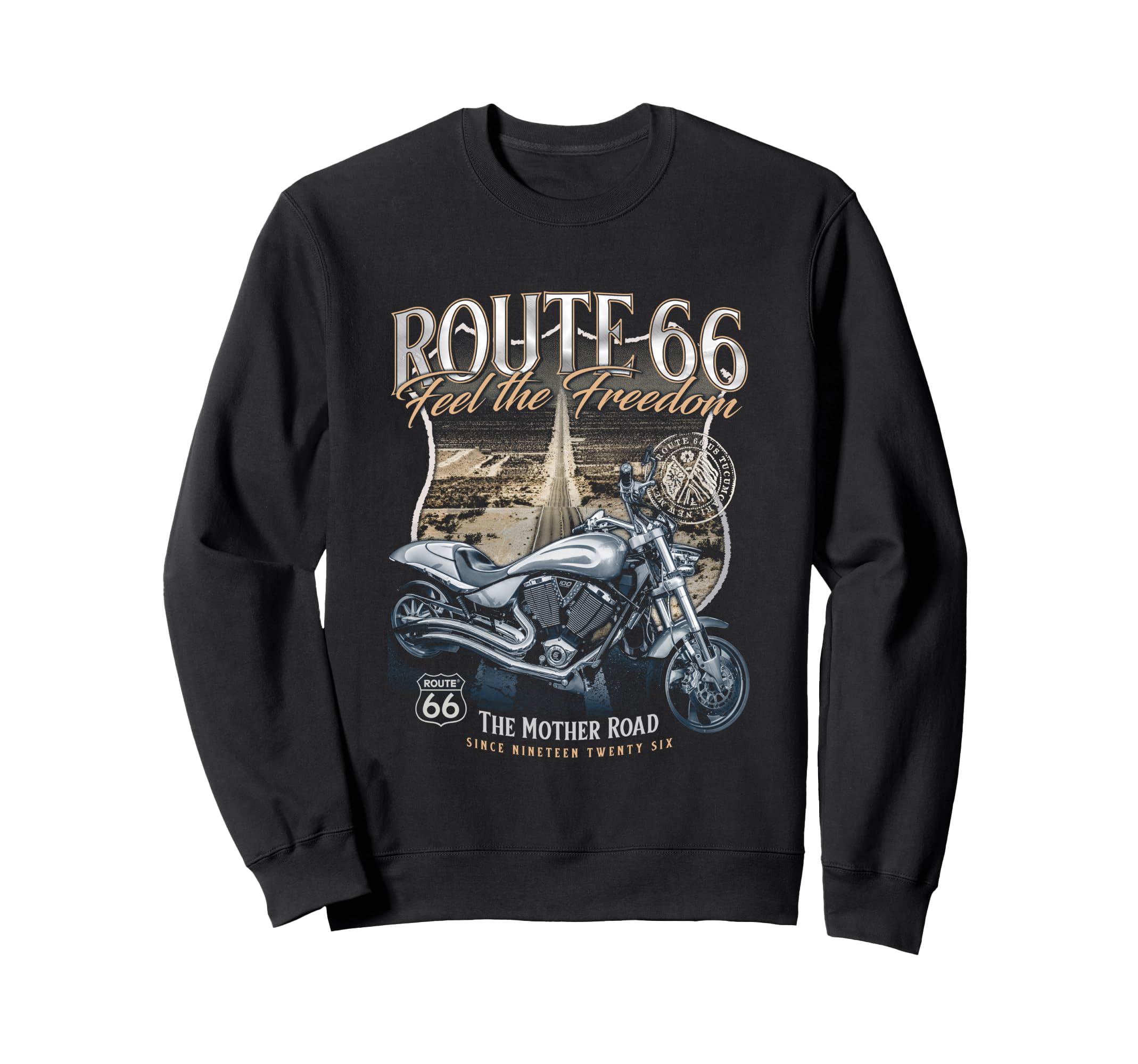 Route 66 Feel Freedom Sweatshirt - Minimalist Print for Adults - T-Shirt, Sweatshirt, Hoodie