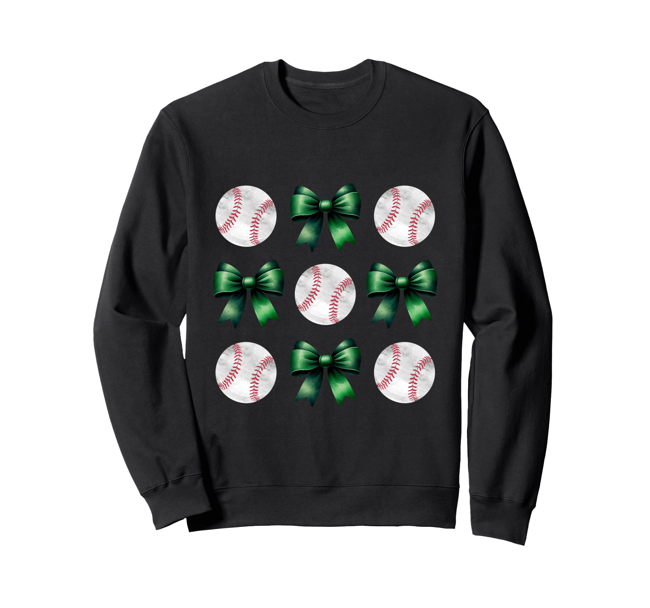 Baseballs Green Bows Ball Mom Sweatshirt - Casual Everyday Wear Men Women - T-Shirt, Sweatshirt, Hoodie