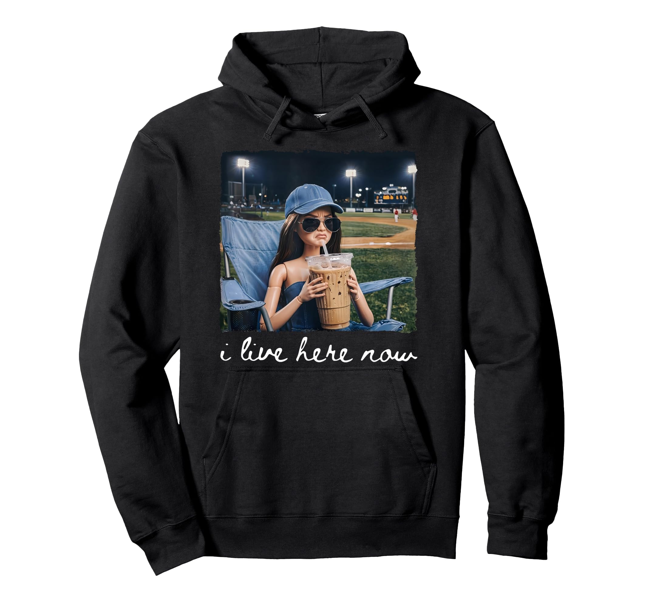I Live Here Now Funny Ballfield Hoodie - Fun Novelty Design Unisex - T-Shirt, Sweatshirt, Hoodie
