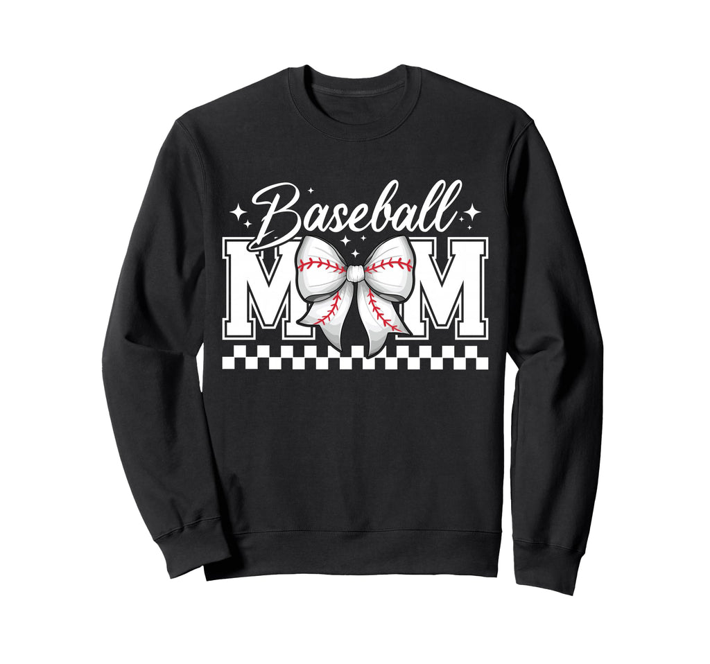 Baseball Mom Coquette Bow Sweatshirt - Casual Everyday Wear Men Women - T-Shirt, Sweatshirt, Hoodie
