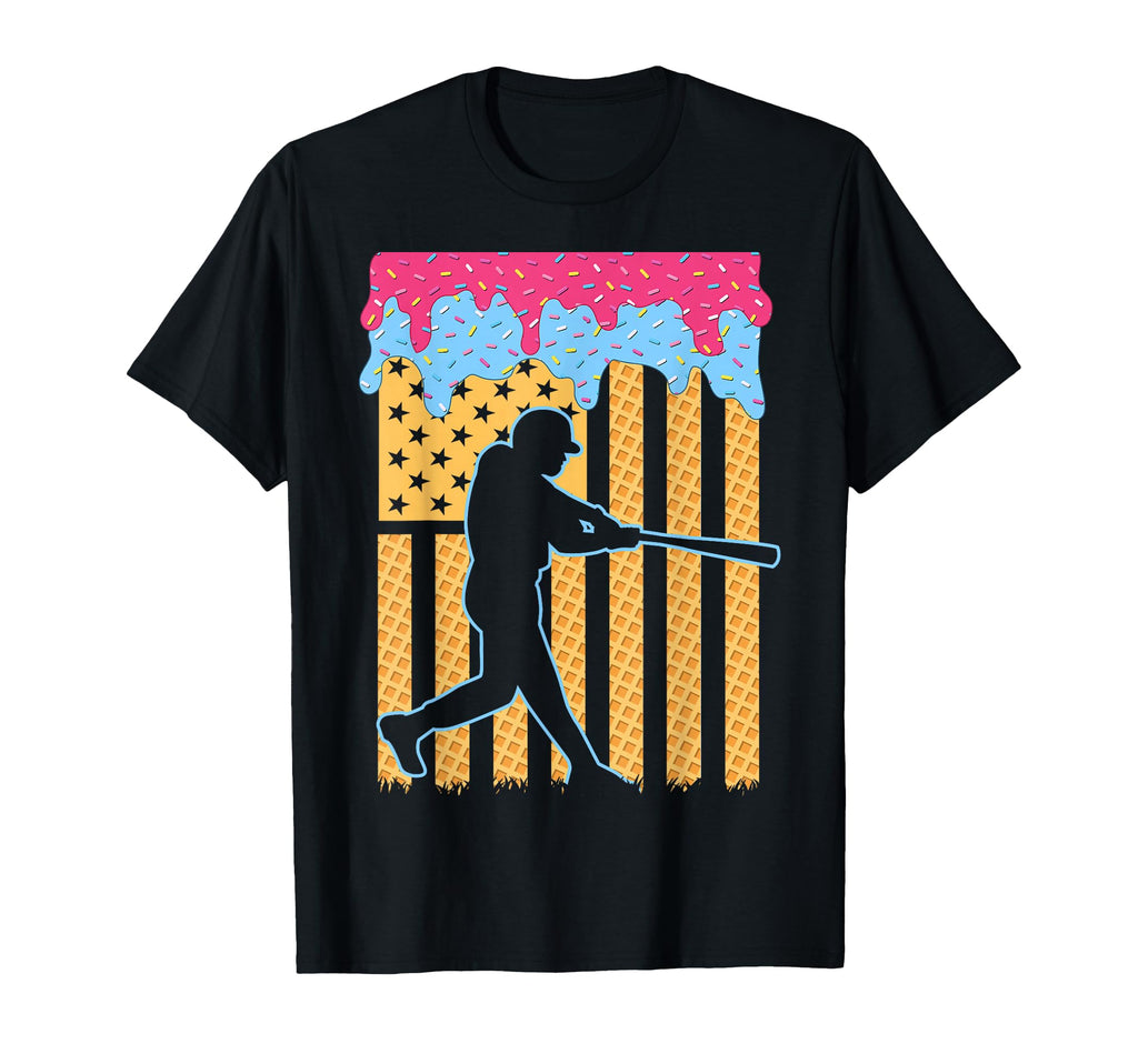 Baseball Drip Bat Ice Cream American T-Shirt - Minimalist Print Unisex - T-Shirt, Sweatshirt, Hoodie