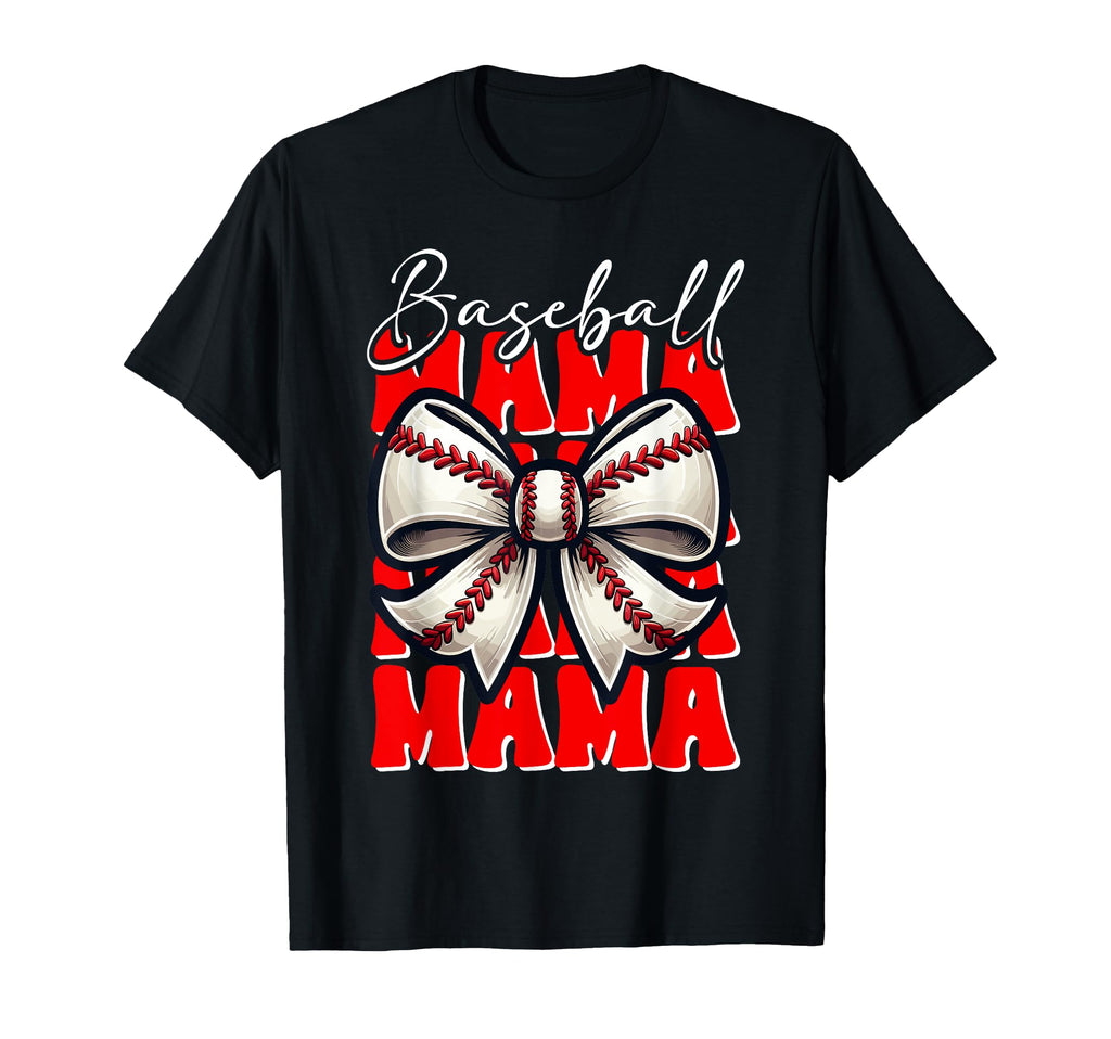 Baseball Mama Coquette Bow Mothers T-Shirt - Fun Novelty Design for Adults - T-Shirt, Sweatshirt, Hoodie