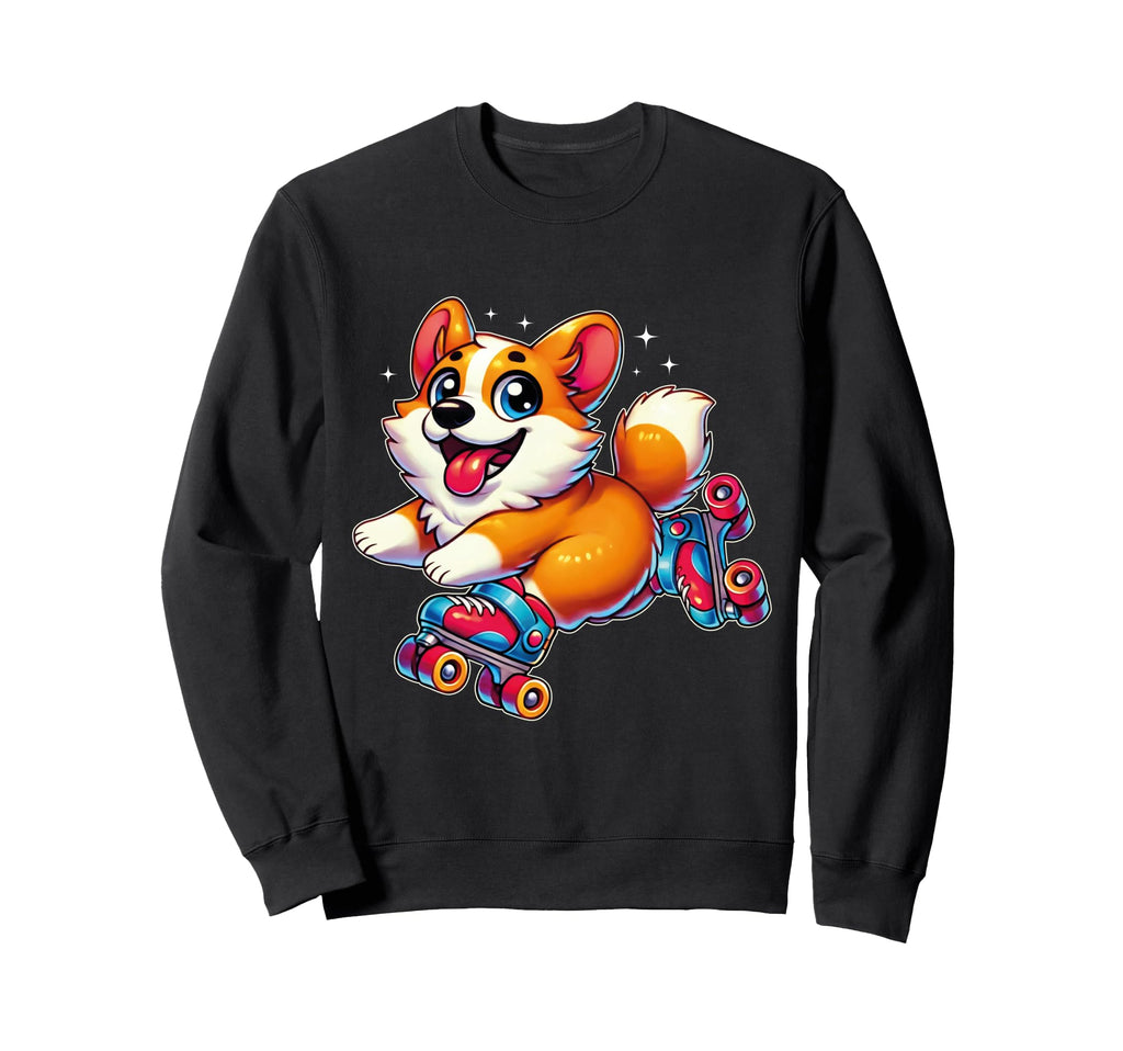 Funny Dog Skate Corgi Roller Skating Sweatshirt - Graphic Print Men Women - T-Shirt, Sweatshirt, Hoodie