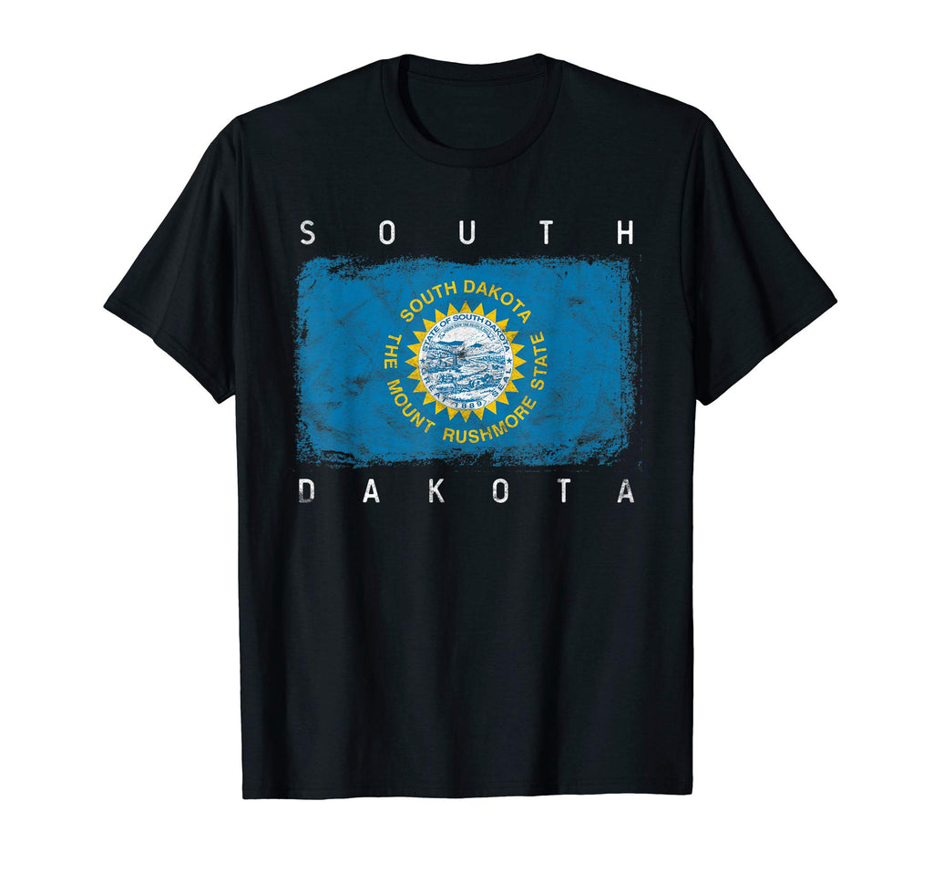 South Dakota Distressed Home State Flag T-Shirt - Custom Art Print Unisex - T-Shirt, Sweatshirt, Hoodie