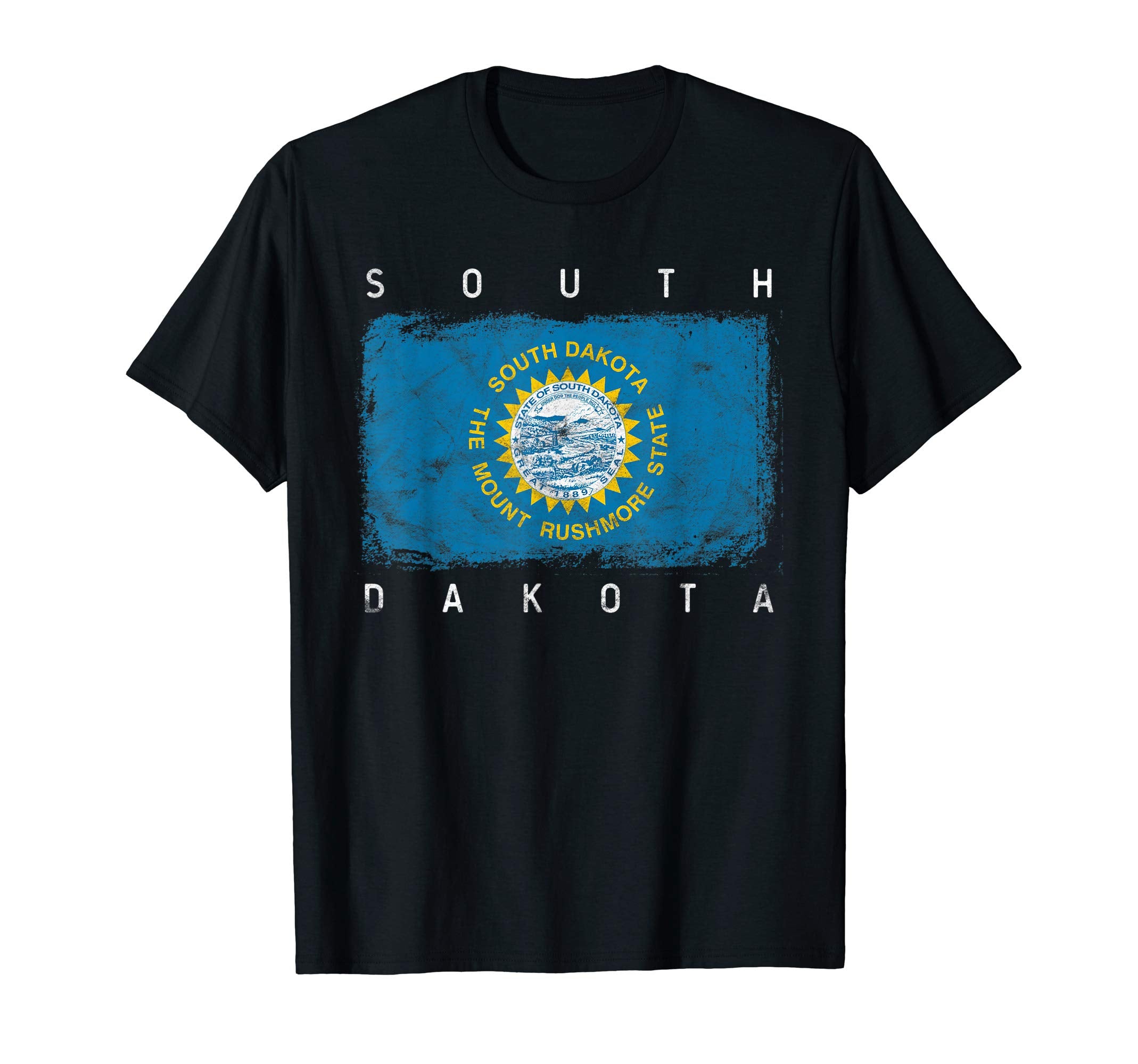 South Dakota Distressed Home State Flag T-Shirt - Custom Art Print Unisex - T-Shirt, Sweatshirt, Hoodie