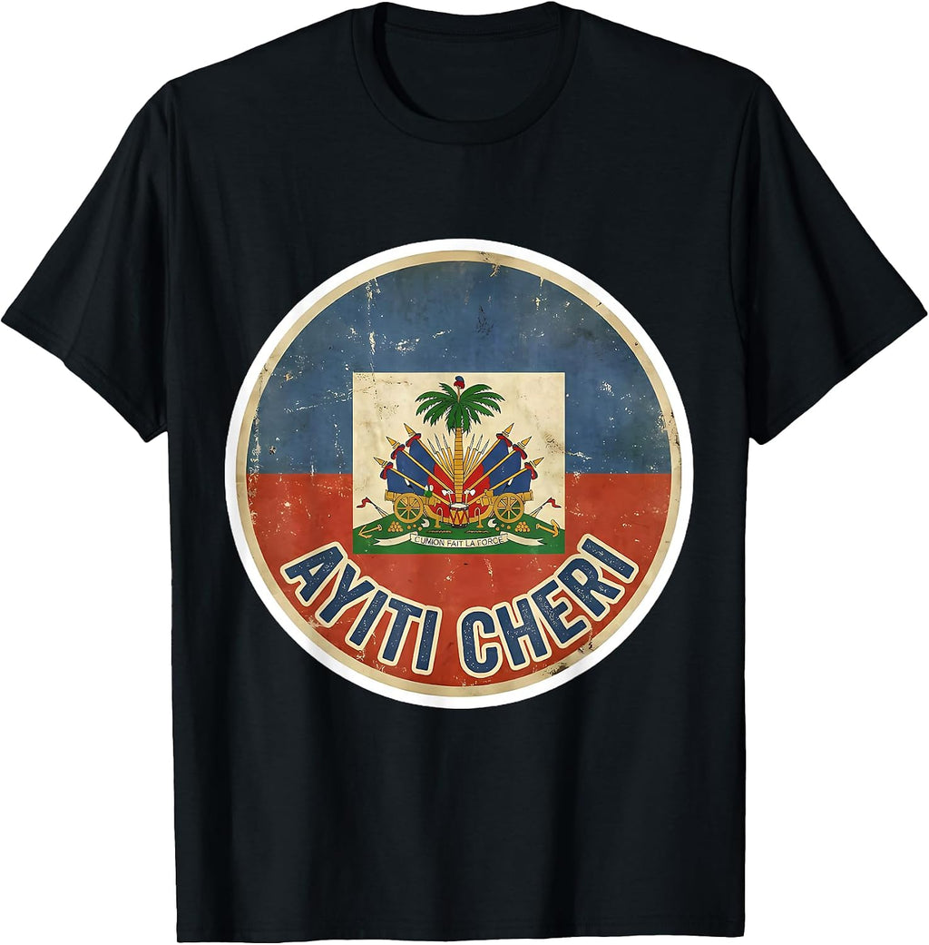 Vintage Haiti Flag Day Ayiti Cheri Haitian Merch - Adult & Kids T-Shirts, Sweatshirts & Hoodies apparel design preview 1