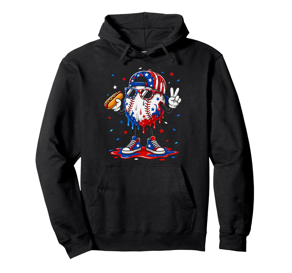 Baseball Ice Cream Drip Catcher Hoodie - Casual Everyday Wear Unisex - T-Shirt, Sweatshirt, Hoodie