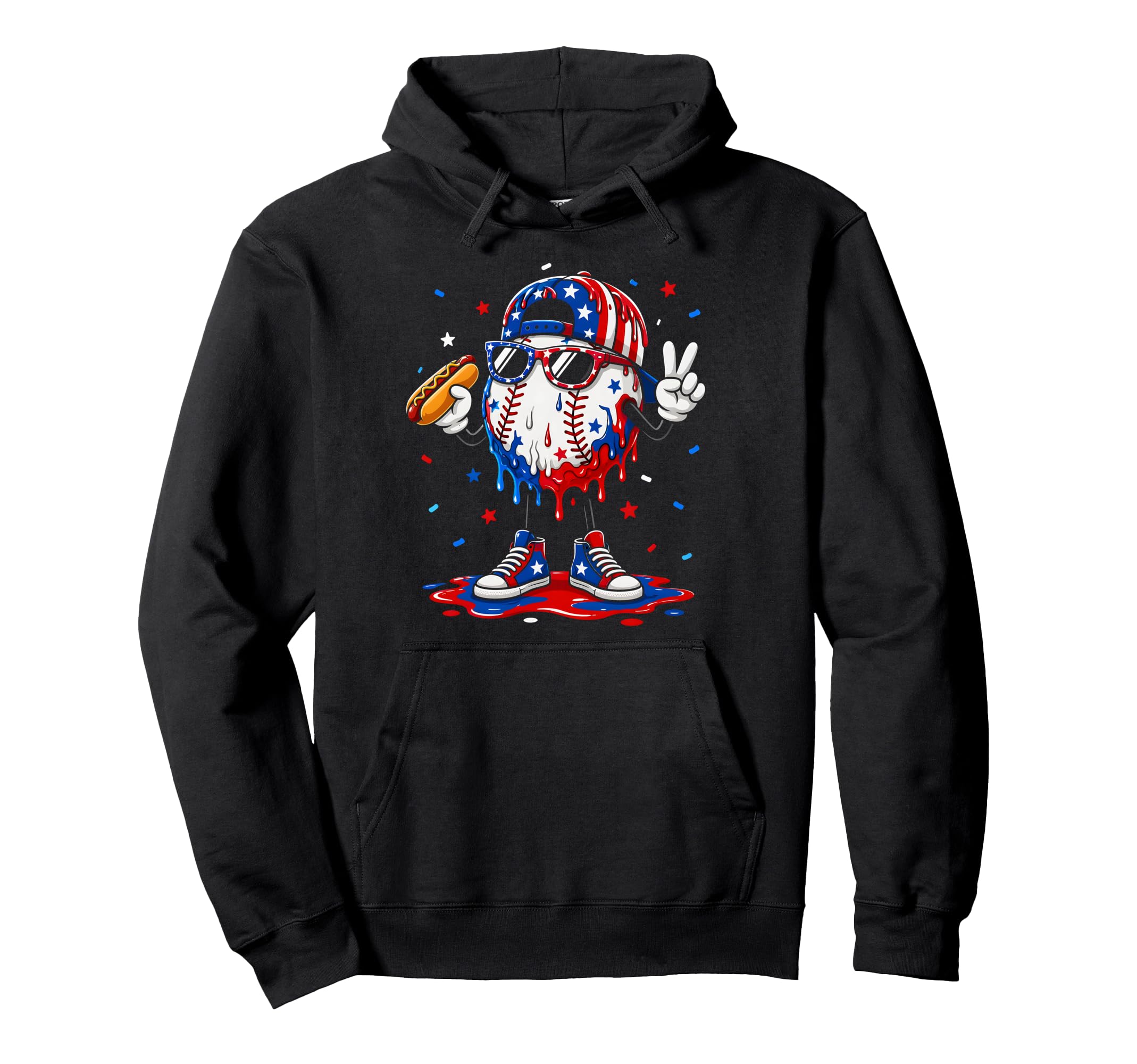 Baseball Ice Cream Drip Catcher Hoodie - Casual Everyday Wear Unisex - T-Shirt, Sweatshirt, Hoodie