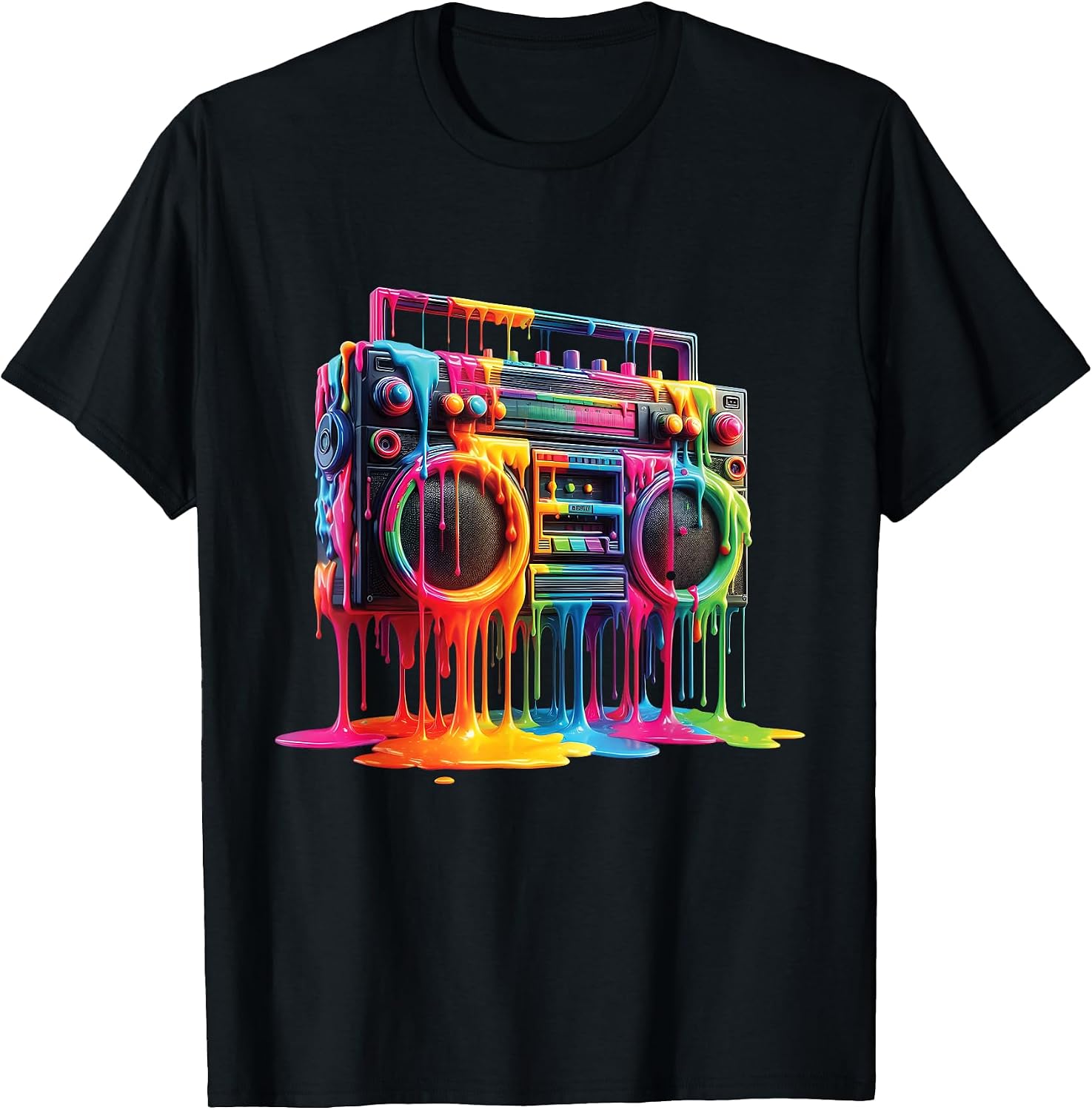 Dripping Paint Boombox Old-School 80S Hip Hop - Adult & Kids T-Shirts, Sweatshirts & Hoodies apparel design preview 1