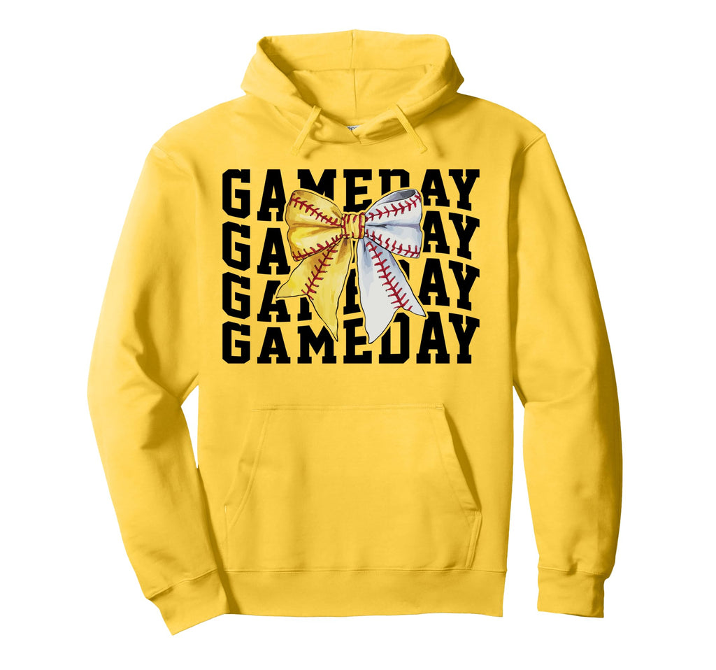 Game Day Coquette Bow Softball Hoodie - Fun Novelty Design Men Women - T-Shirt, Sweatshirt, Hoodie
