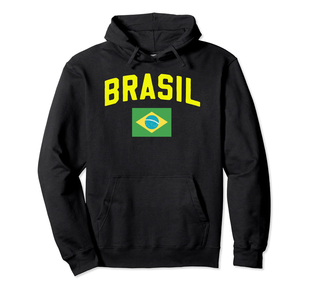 Brasil Varsity Lettering Flag Hoodie - Graphic Print Men Women - T-Shirt, Sweatshirt, Hoodie