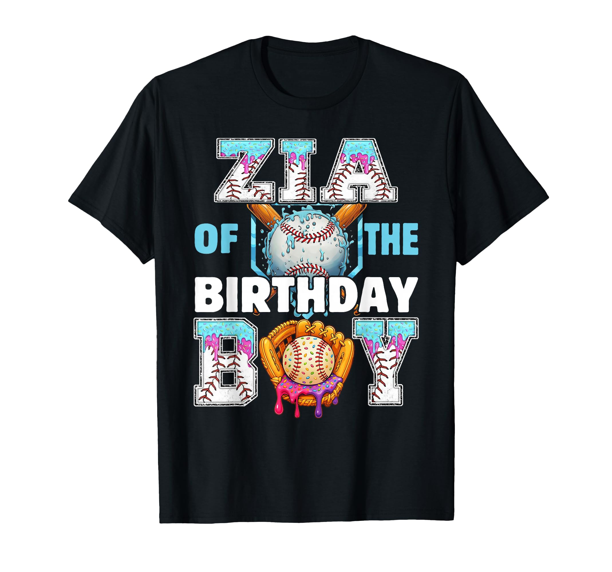 Baseball Ice Cream Drip Zia Birthday T-Shirt - Streetwear Style for Adults - T-Shirt, Sweatshirt, Hoodie