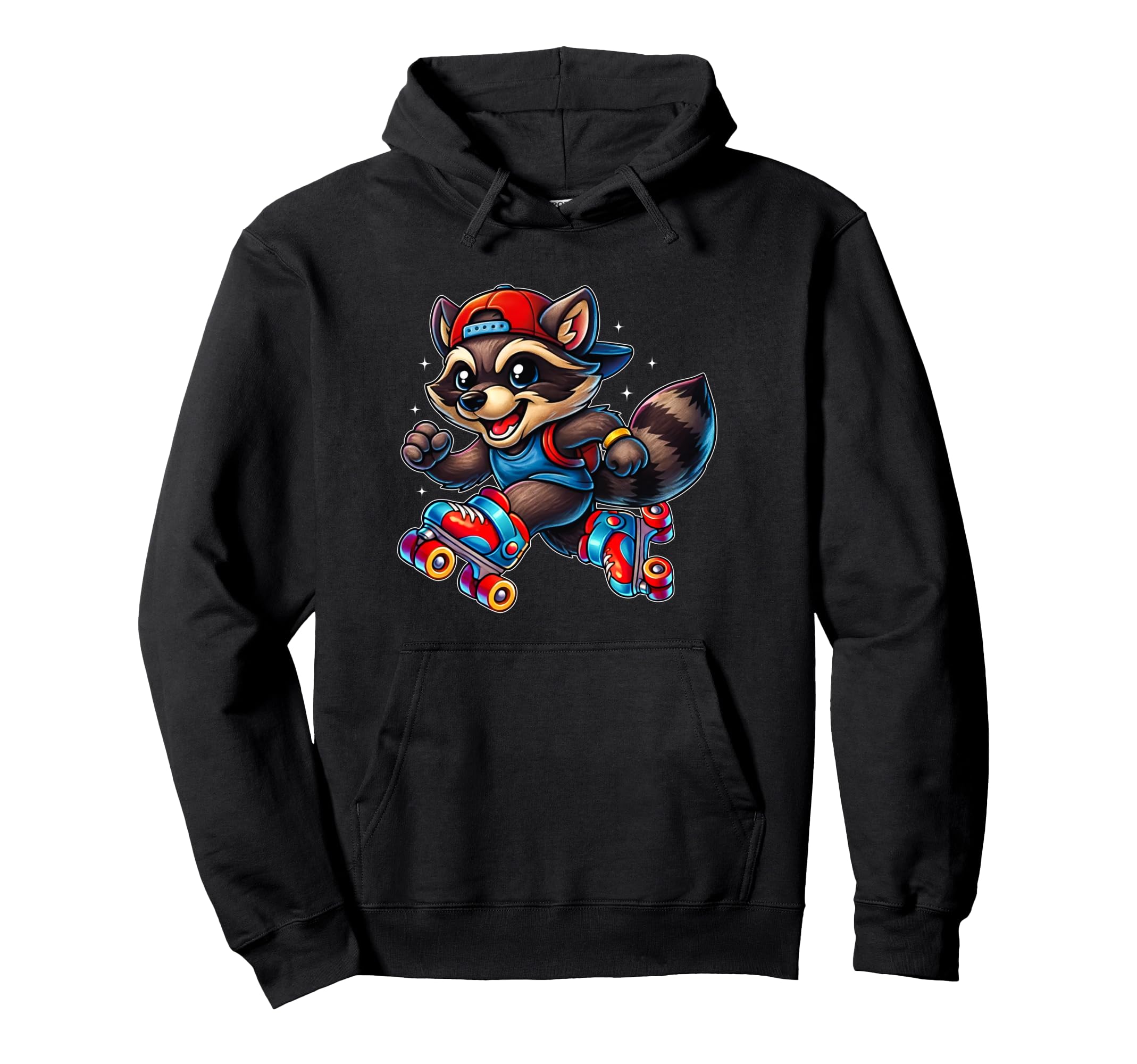 Funny Raccoon Roller Skates Skater Hoodie - Fun Novelty Design for Adults - T-Shirt, Sweatshirt, Hoodie