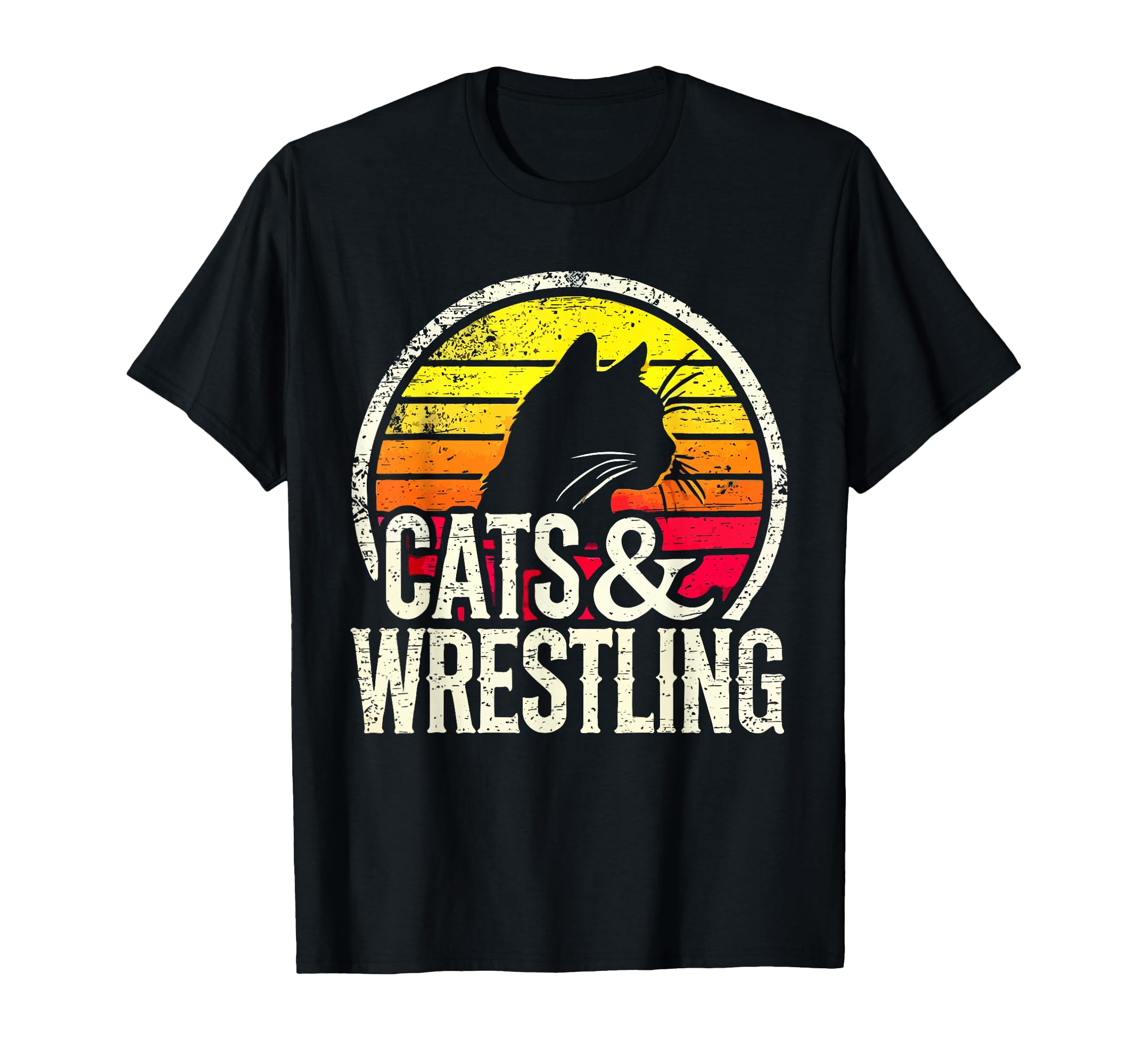 Cats And Wrestling Sunset Silhouette T-Shirt - Trendy Graphic Unisex - T-Shirt, Sweatshirt, Hoodie