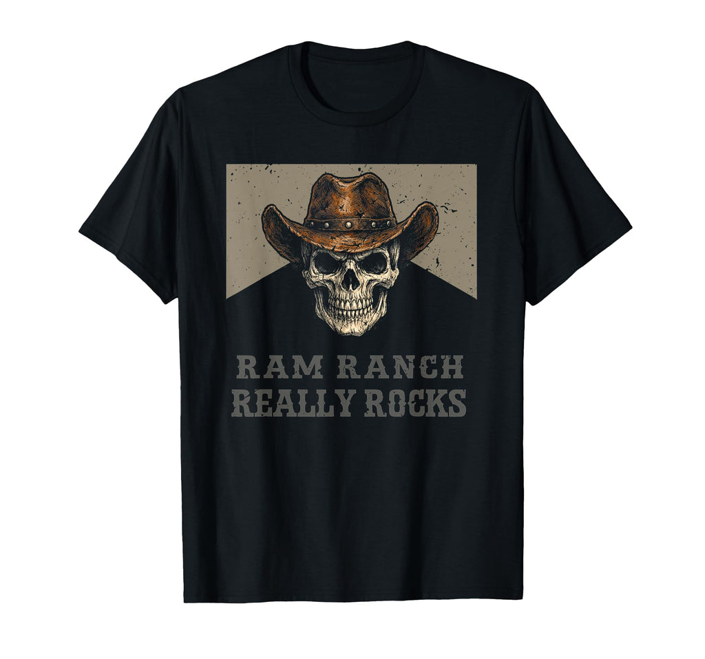Ram Ranch Really Rocks Cowboy Skull T-Shirt - Graphic Print for Adults - T-Shirt, Sweatshirt, Hoodie