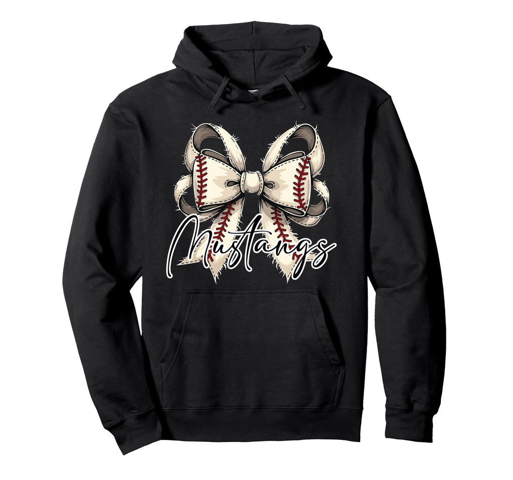 Mustangs Baseball Coquette Bow Game Hoodie - Aesthetic Graphic Men Women - T-Shirt, Sweatshirt, Hoodie