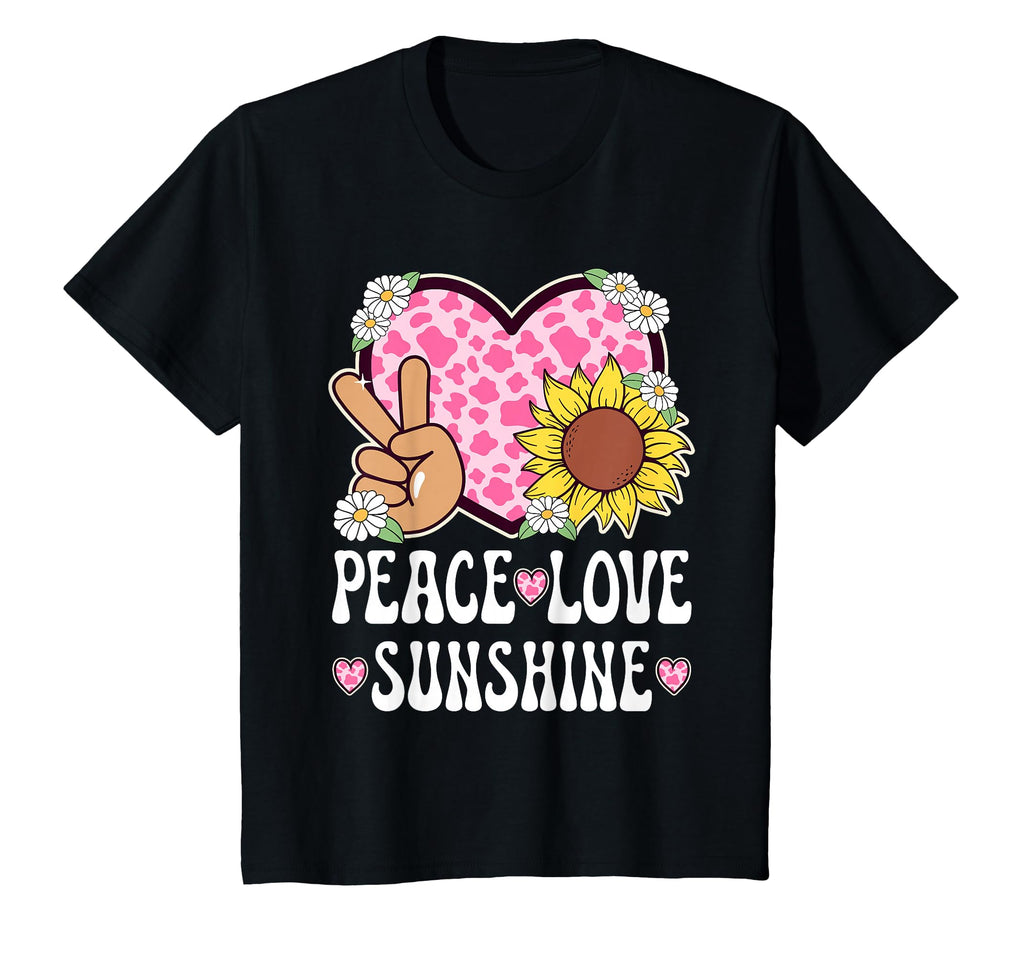 Peace Love Sunshine Sunflower Hippie T-Shirt - Aesthetic Graphic Unisex - T-Shirt, Sweatshirt, Hoodie