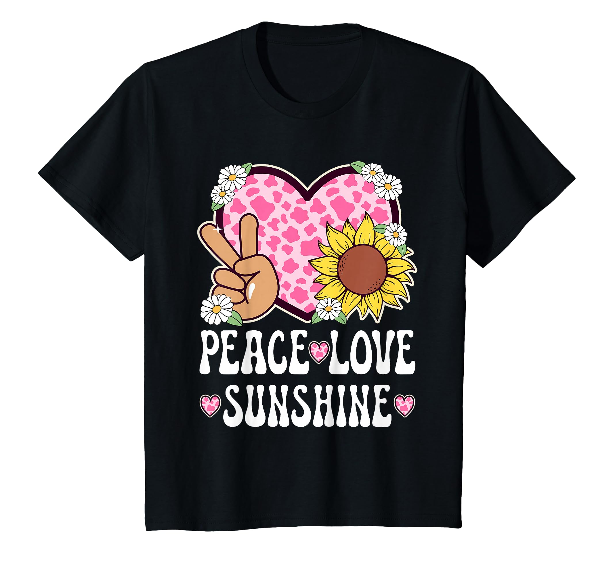Peace Love Sunshine Sunflower Hippie T-Shirt - Aesthetic Graphic Unisex - T-Shirt, Sweatshirt, Hoodie