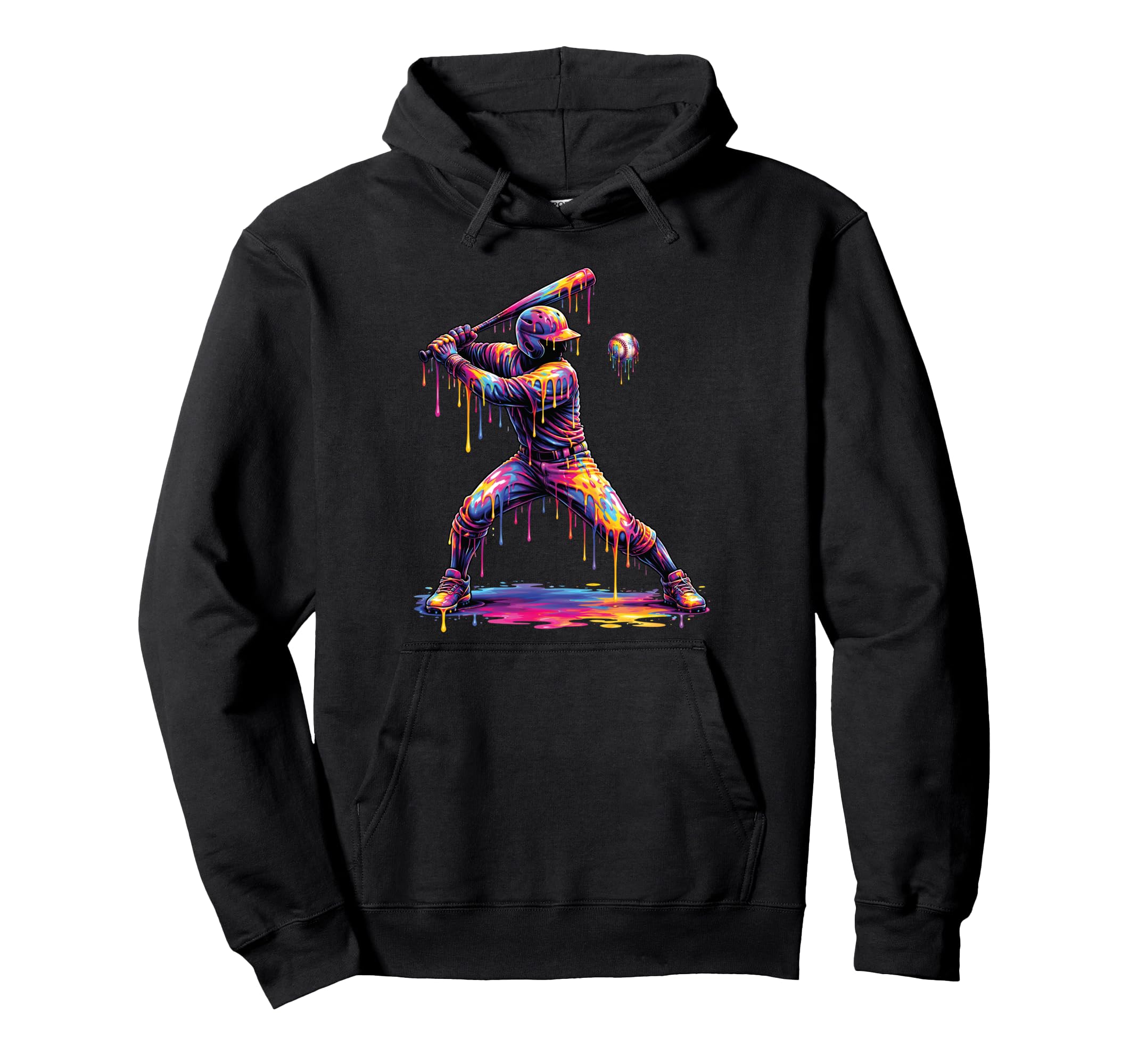 Baseball Drip Ice Cream Melting Paint Hoodie - Novelty Apparel Unisex - T-Shirt, Sweatshirt, Hoodie