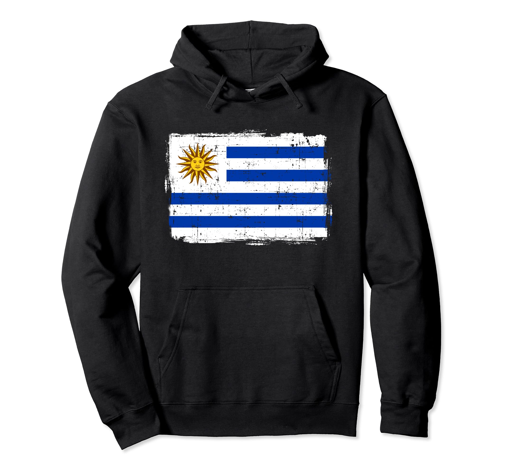 Uruguay Flag Distressed Hoodie - Trendy Graphic Unisex - T-Shirt, Sweatshirt, Hoodie
