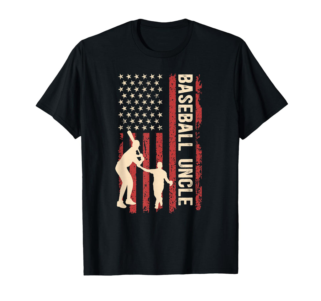 Proud Baseball Uncle Us Flag Baseball T-Shirt - Novelty Apparel Men Women - T-Shirt, Sweatshirt, Hoodie