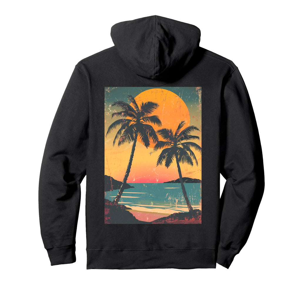 Hawaii Sunset Minimalist Vaporwave Hoodie - Fun Novelty Design Unisex - T-Shirt, Sweatshirt, Hoodie