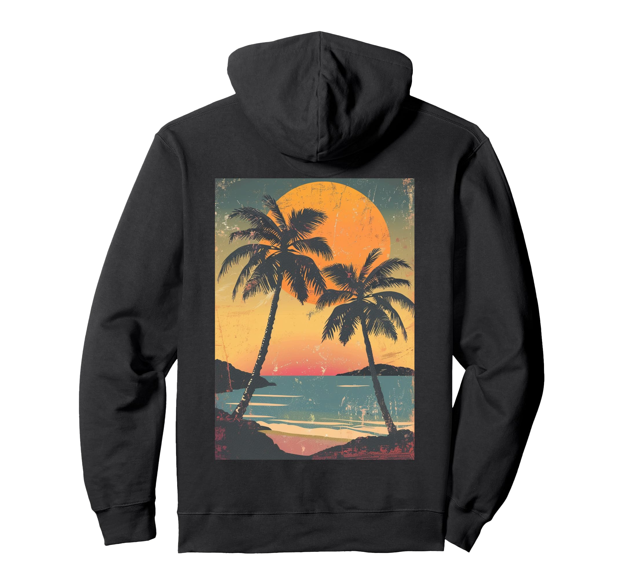 Hawaii Sunset Minimalist Vaporwave Hoodie - Fun Novelty Design Unisex - T-Shirt, Sweatshirt, Hoodie
