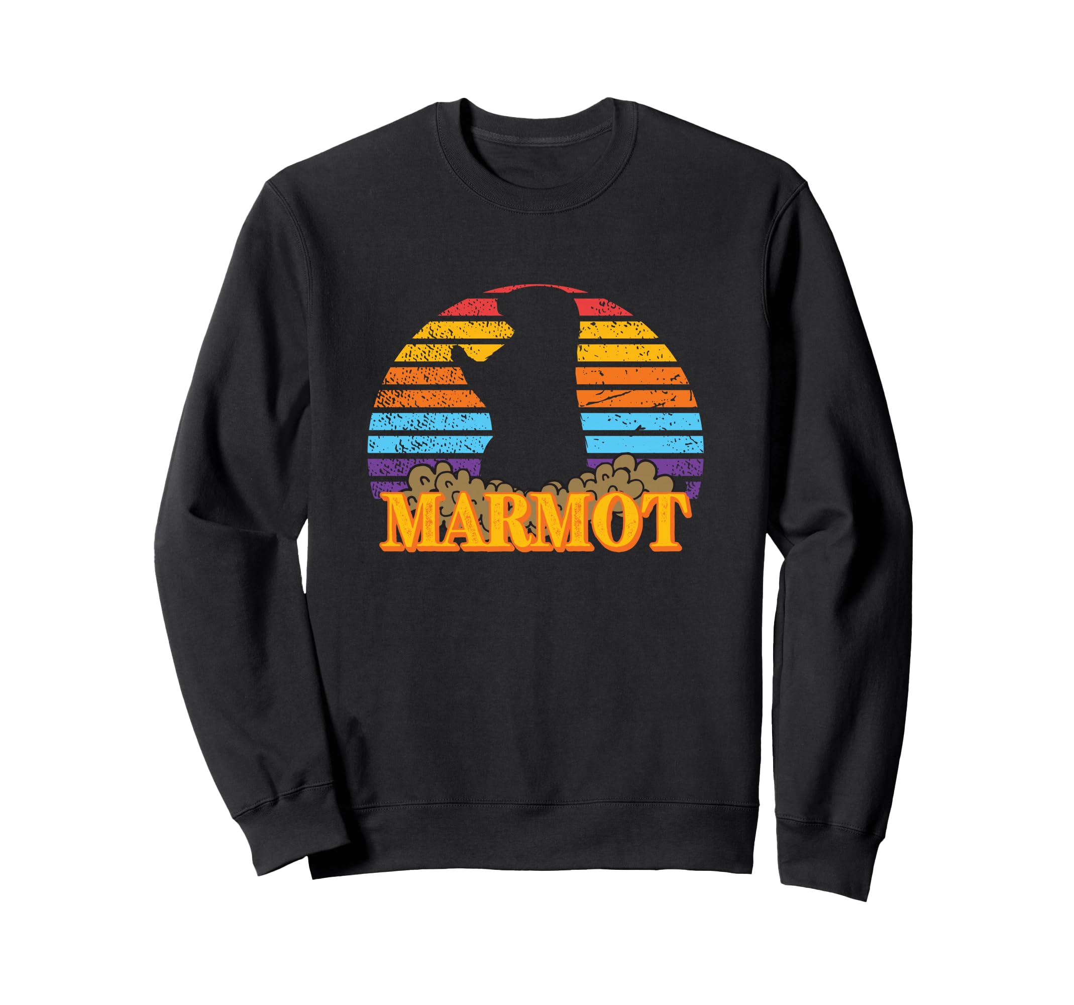 Marmot Distressed Sun Animal Sweatshirt - Aesthetic Graphic for Adults - T-Shirt, Sweatshirt, Hoodie