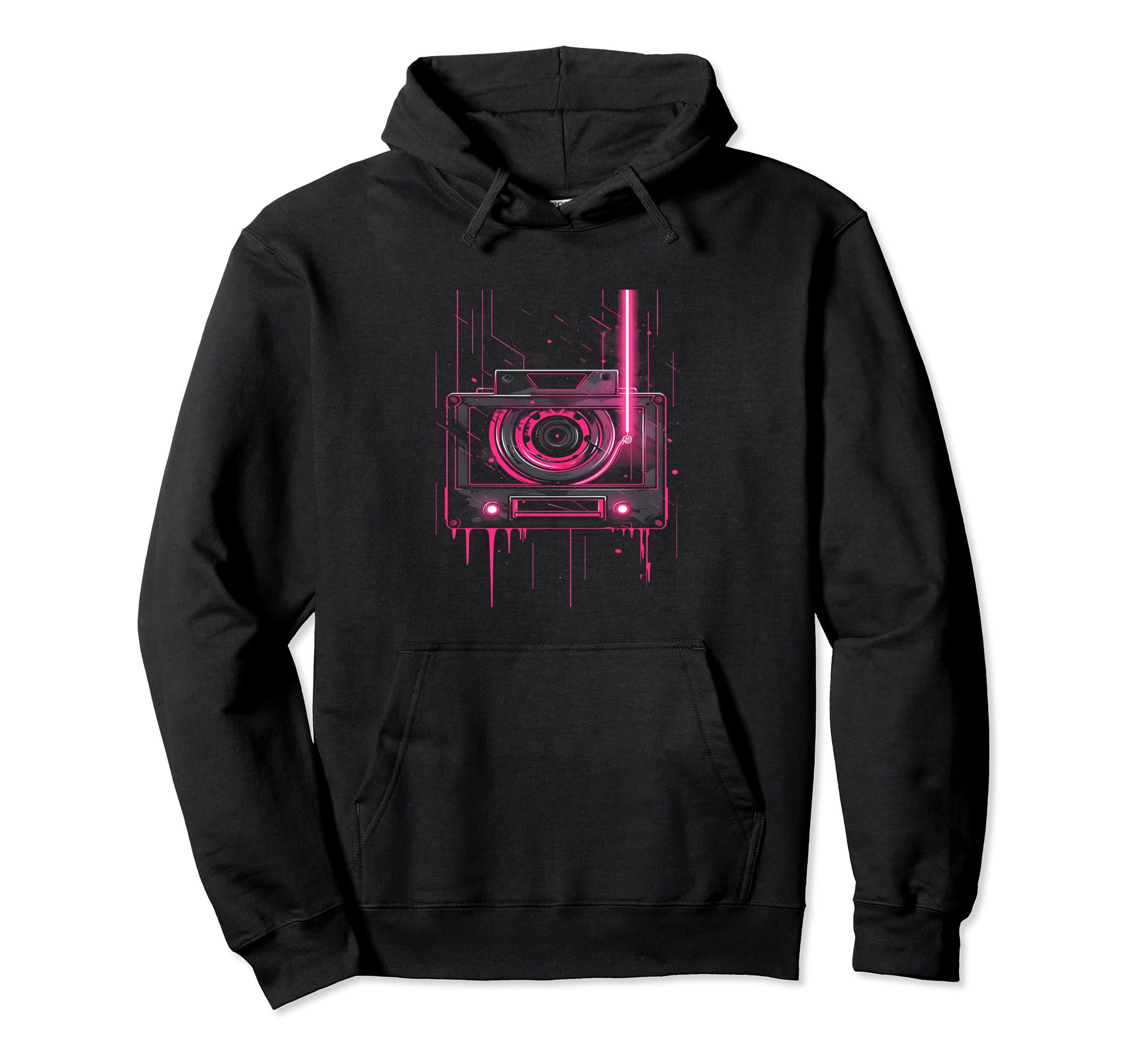 Neon Cassette Tape Hoodie - Graphic Print for Adults - T-Shirt, Sweatshirt, Hoodie
