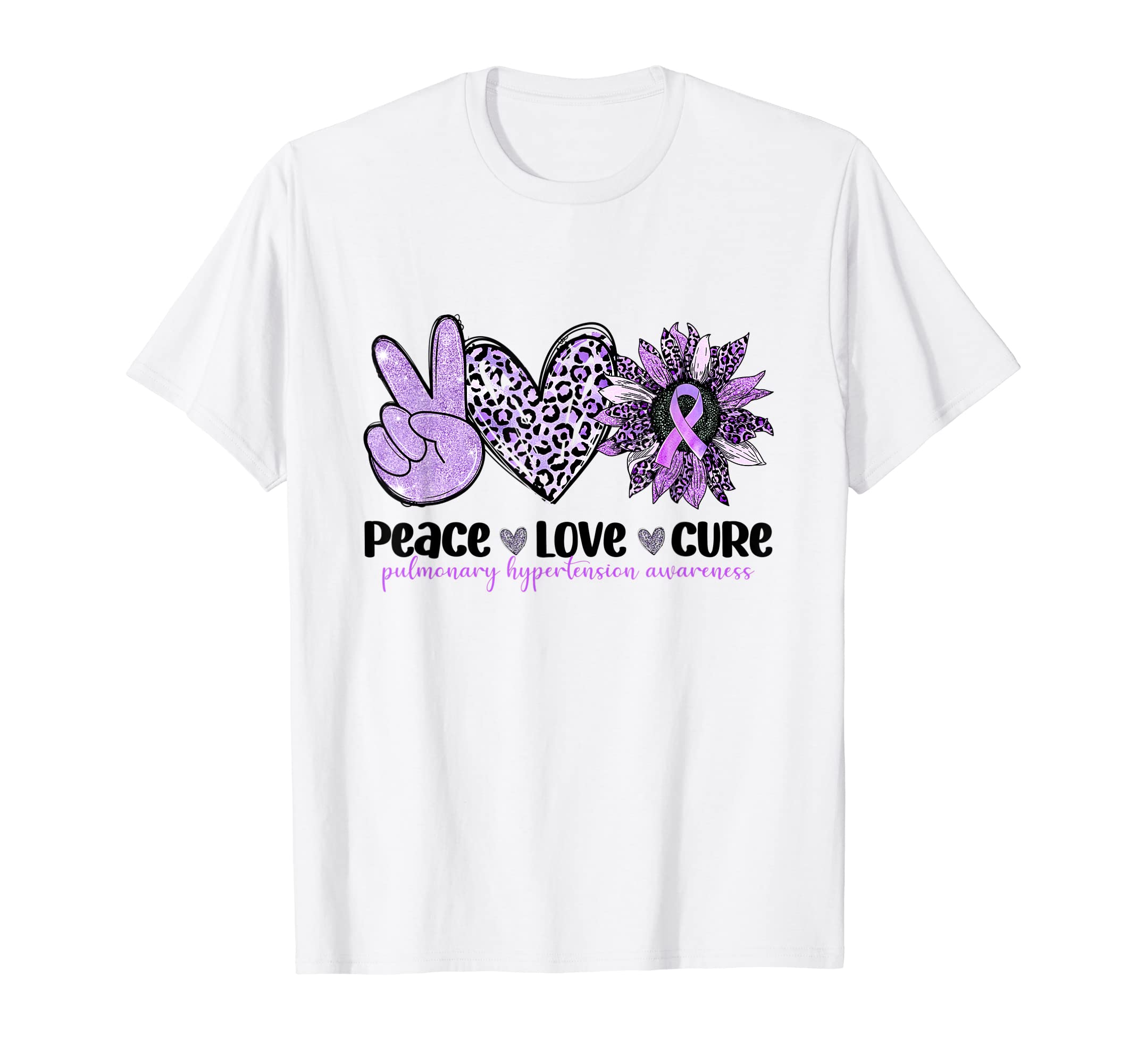 Leopard Sunflower Peace Love Cure T-Shirt - Custom Art Print Unisex - T-Shirt, Sweatshirt, Hoodie